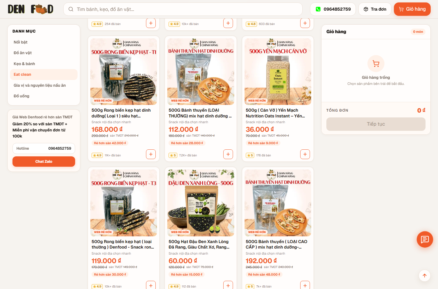 Danh mục Eat Clean trên denfood.vn