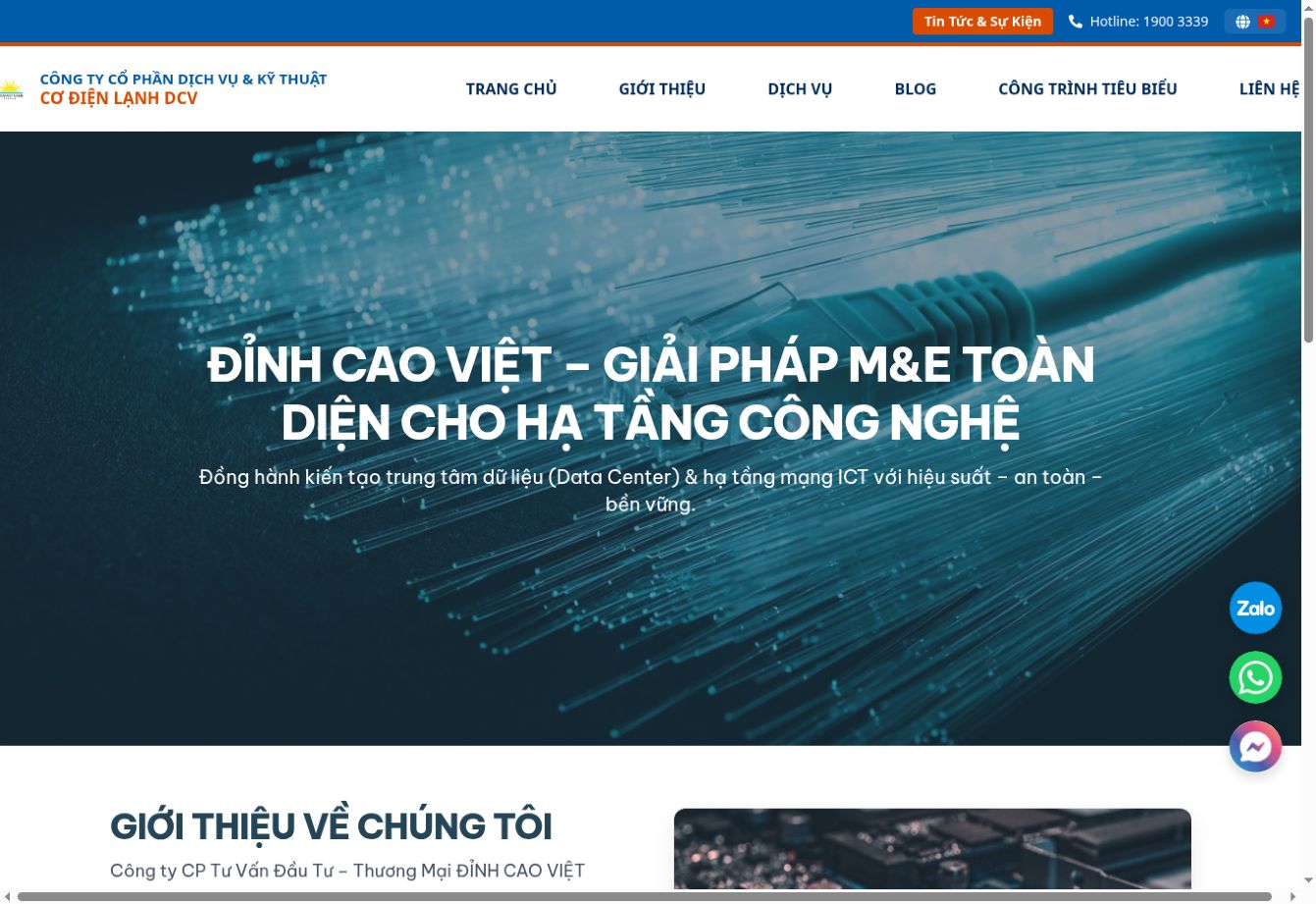 Trang giới thiệu định vị và năng lực doanh nghiệp