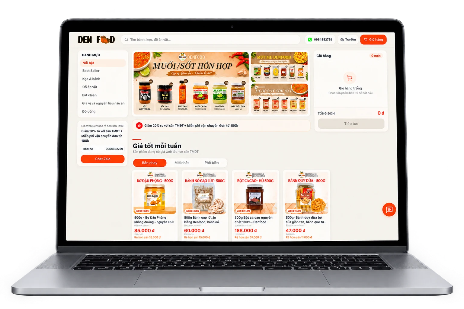 Laptop mockup of an e-commerce website
